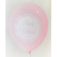 Pink Happy Birthday 1 Side Printed Balloons